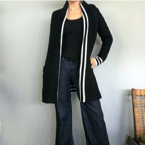 John+ Jenn Open Knit Cable Cardigan Pockets Oversized Small